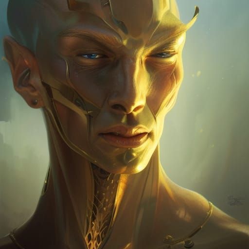 Ancient Alien Race Portrait in Detailed Fantasy Art