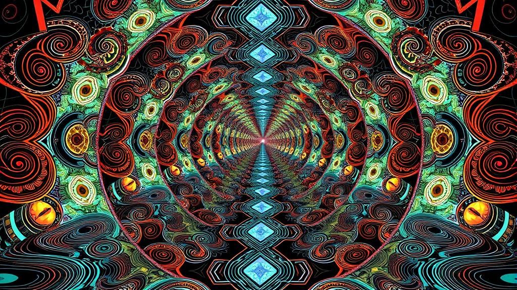 Surreal Fantasy Scene with Abstract Fractal Elements