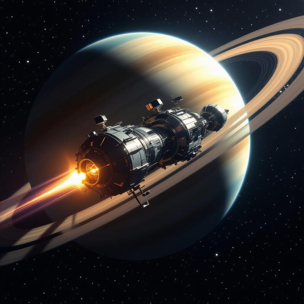Dramatic Spacecraft Docking Near Saturn in HDR