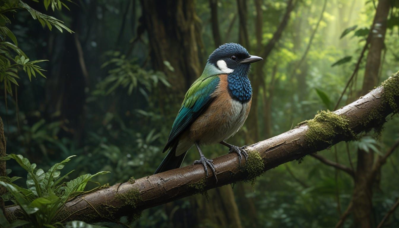 Woodwards' Batis in Forest: Hyperrealistic Concept Art
