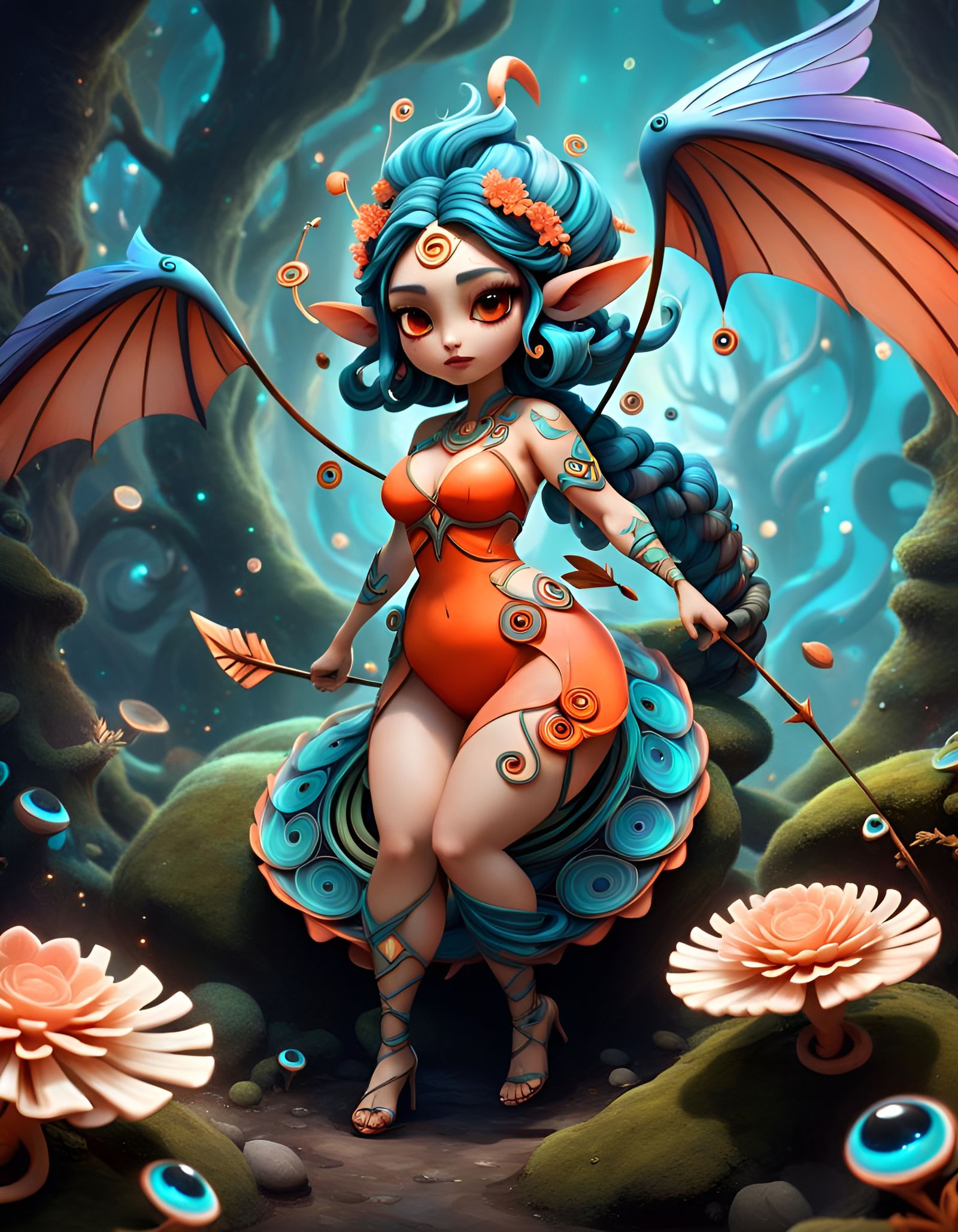 Glistening Fairy Being with Sacred Geometry in Goblincore St...