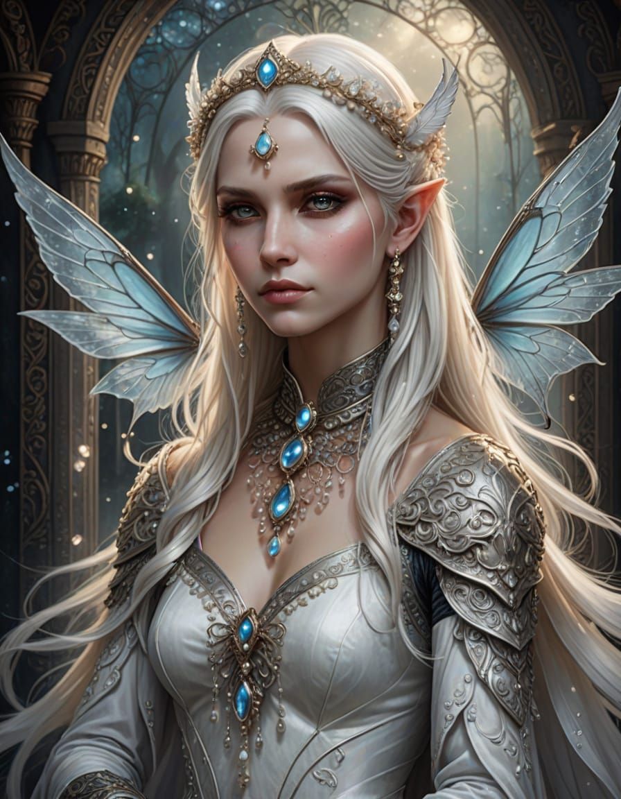 Serene South Asian Fairy Queen with Ethereal Wings