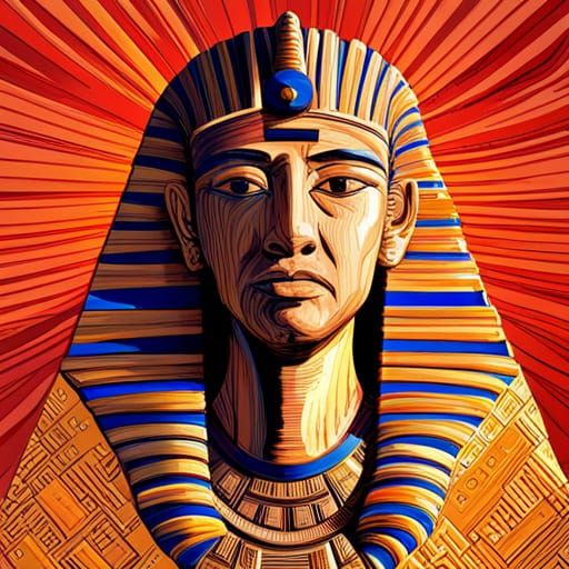 Pharaoh Face Collage in Hyperrealistic Style