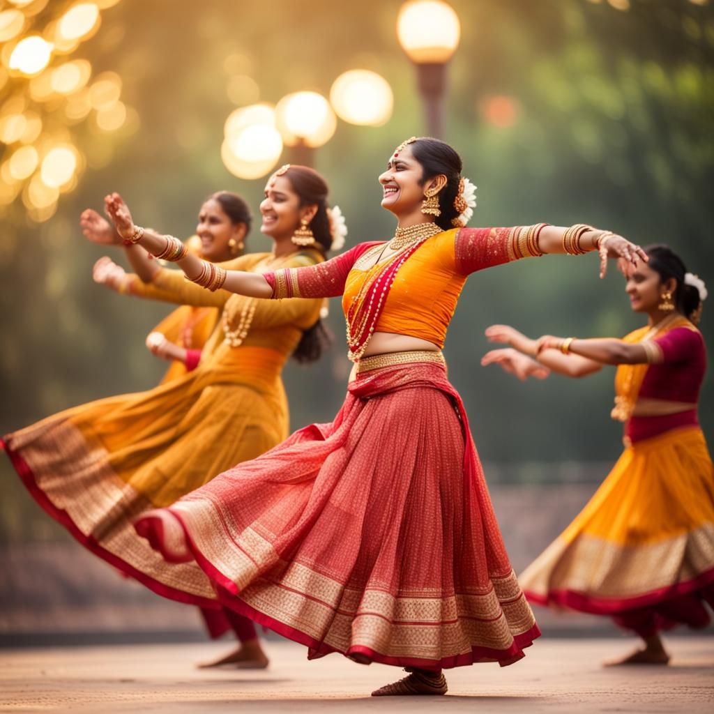 Indian women performing Indian traditional Kathak dance form