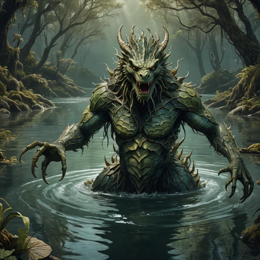 Mythical Grindylow Creature in Detailed Matte Painting
