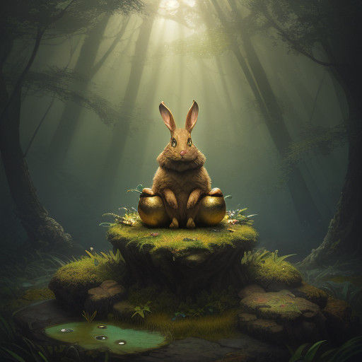 Surreal Rabbit Knight in a Mystical Forest