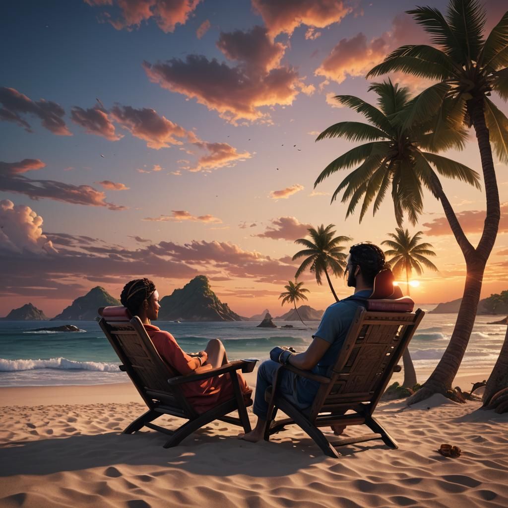 Avatar Watching Sunset: Detailed Matte Painting