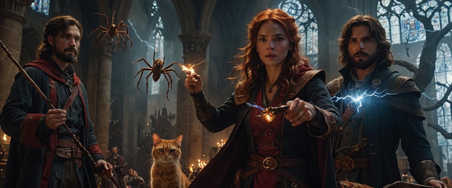 Mages and Spiders in Cathedral: Cinematic Film Still