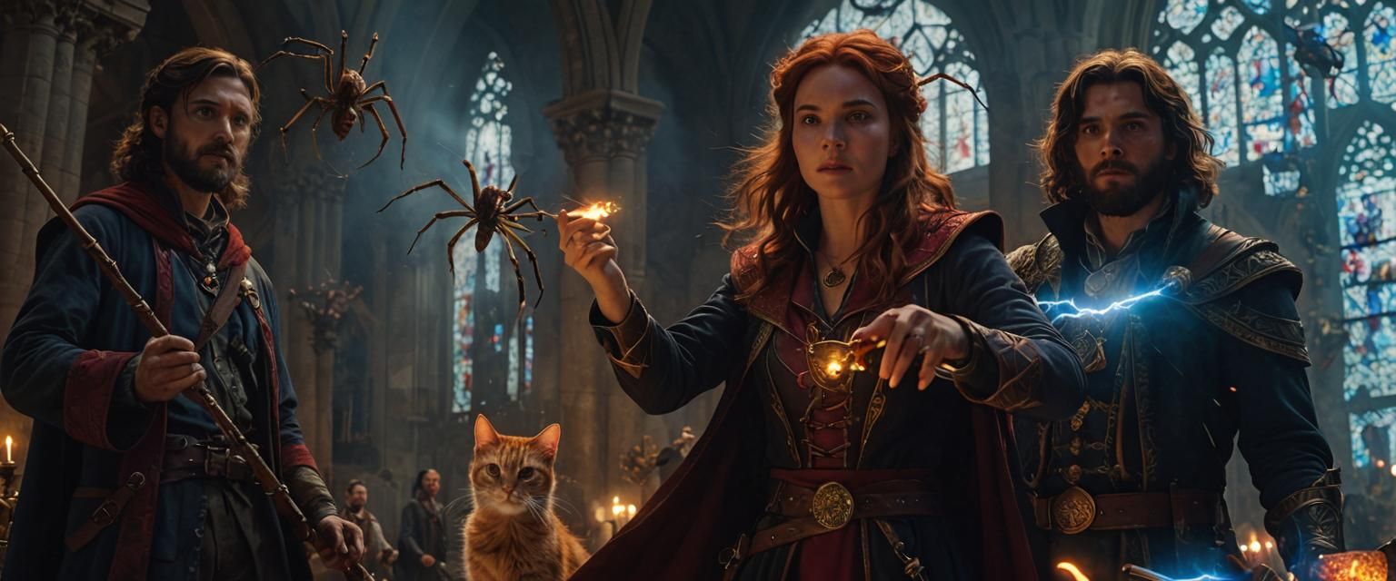 Mages and Spiders in a Cathedral: Cinematic Still