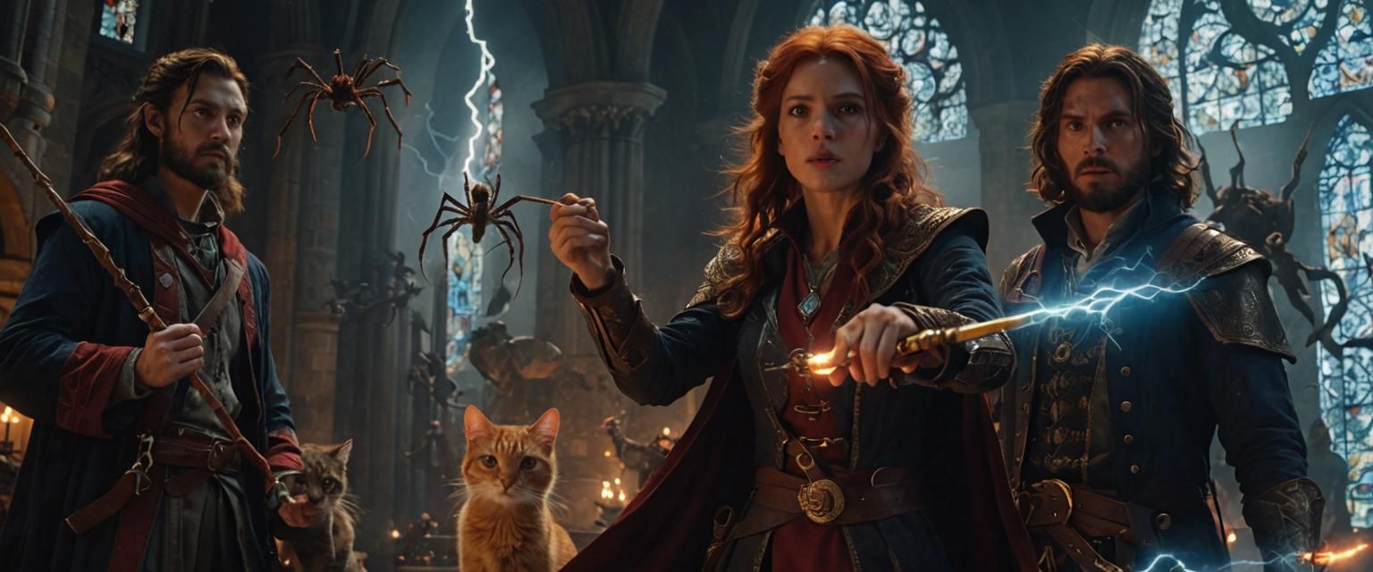 Mages and Spiders in Empty Cathedral, Cinematic Still