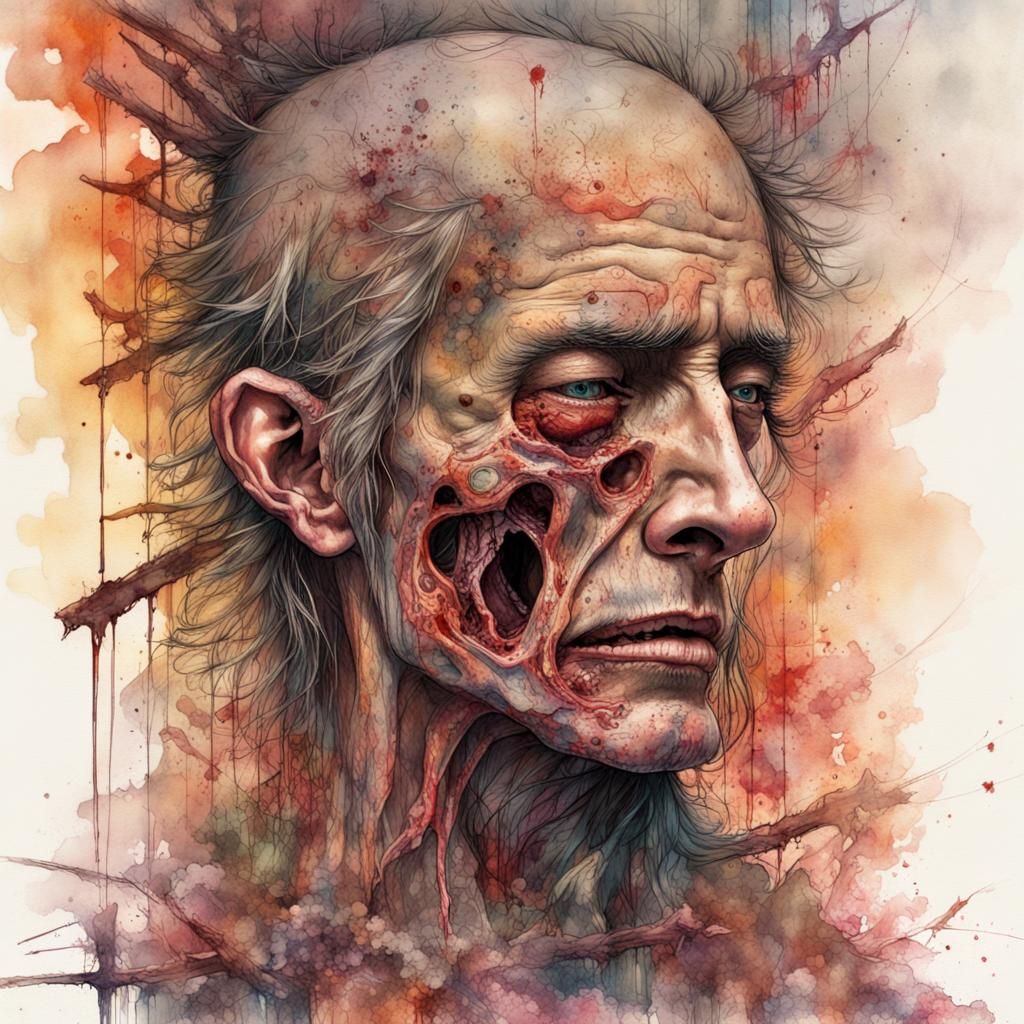 Macabre Body Horror Monster in Japanese Art Style