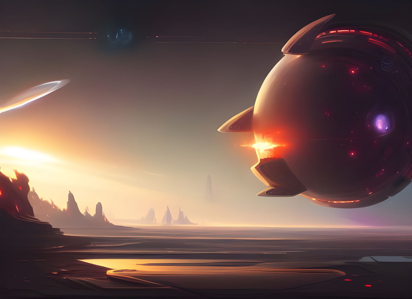 Interstellar Spaceship in Universe Setting: Digital Illustra...
