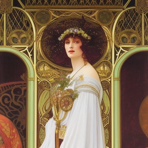 Byzantine Noblewoman Portrait in Art Nouveau Style