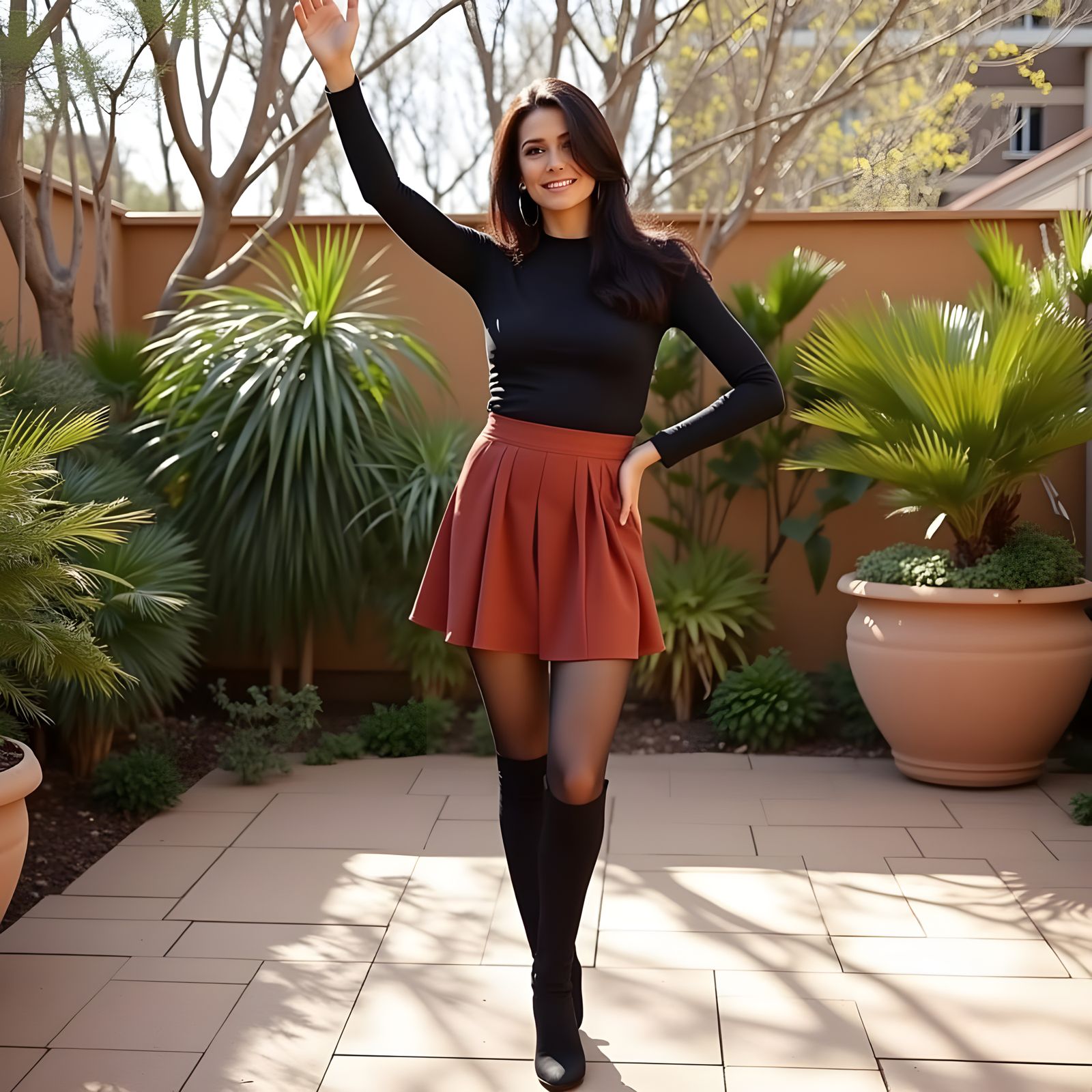 Sunny Outdoor Fashion Portrait of a Happy Woman in Casual St...