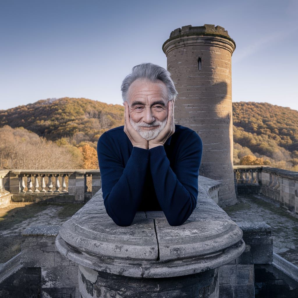Hopeful Elderly Man Gazing Over Autumn Landscape