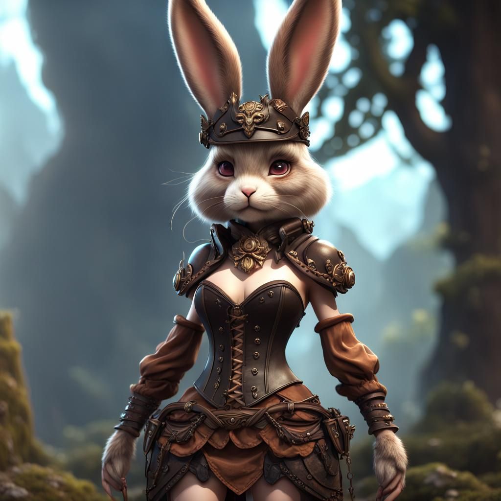 Badass Rabbit Humanoid in Fantasy Matte Painting