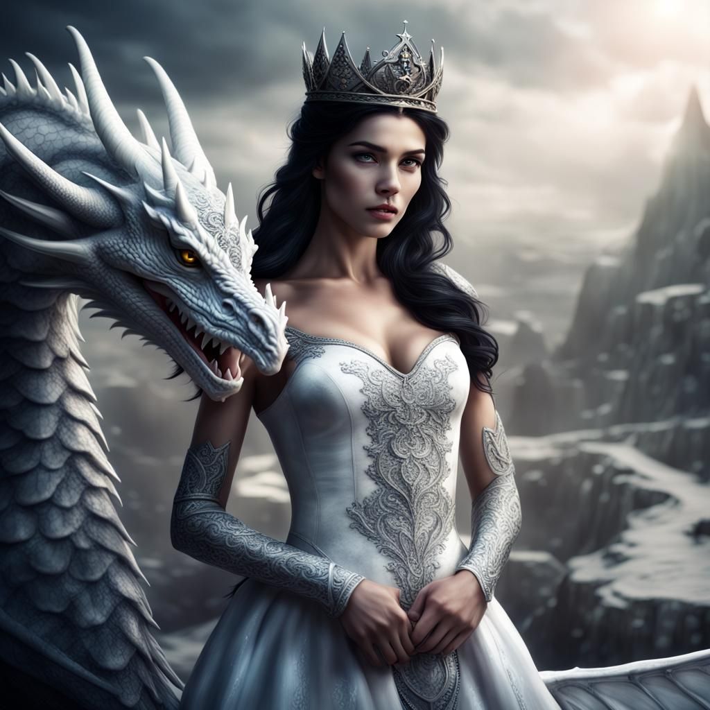 Fantasy Princess with Dragon Crown: Hyperrealistic Image