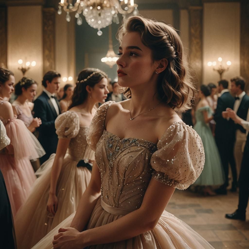 Tomboy in Tulle: Cinematic Film Still in Ethereal Style