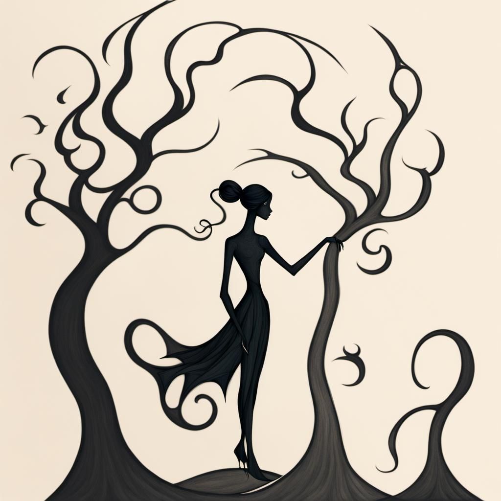 Ornate Dark Figure in Victorian Gothic Landscape