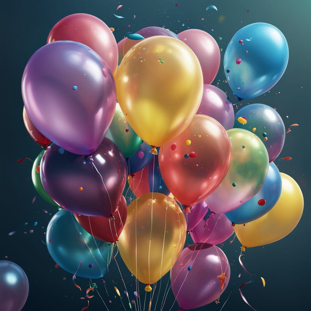 Hyperrealistic Balloons in Splash Art Style