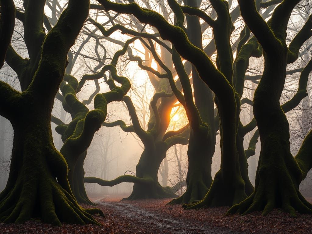 Mystical Forest Path in Whimsical Landscape