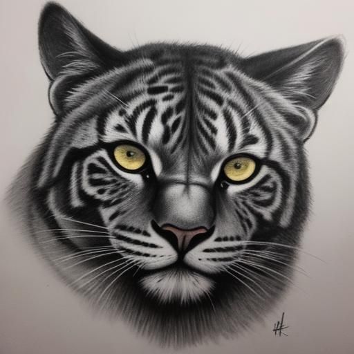 Hyperdetailed Charcoal Drawing of a Lion