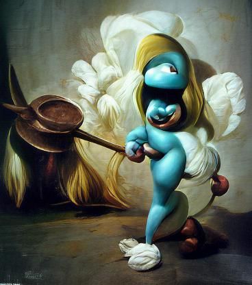 Smurfette in Oil, Classical Painting Style