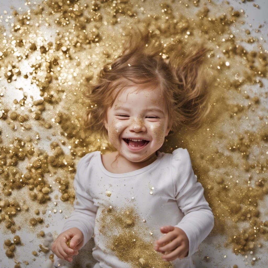 Toddler's Glittering Playtime Mess: A Digital Painting
