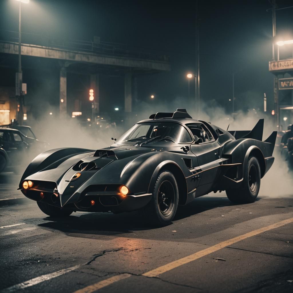 Dramatic Cinematic Batmobile Film Still