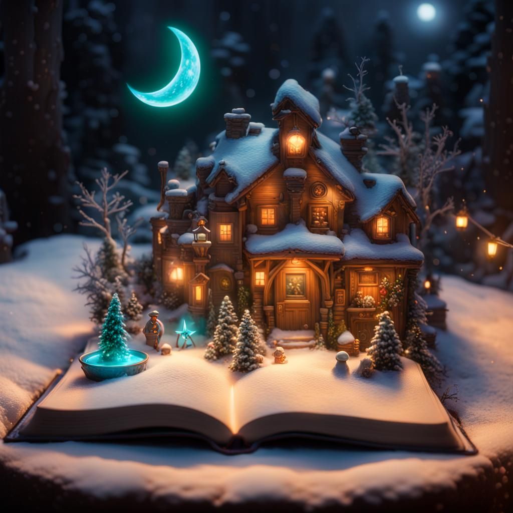 Bioluminescent Miniature Santa's Workshop Winter Wonderland