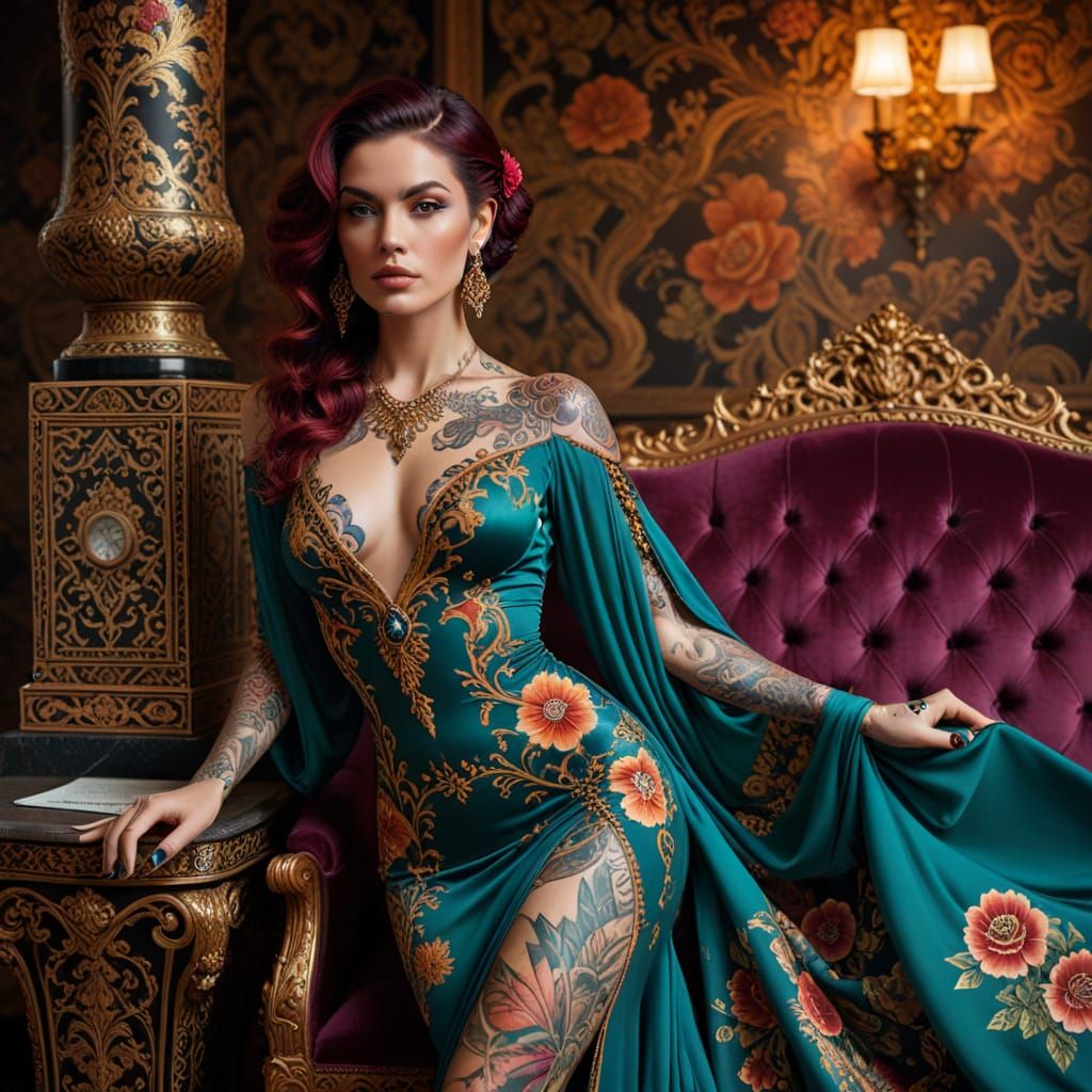 Sensual Woman in Lavish Opulent Attire
