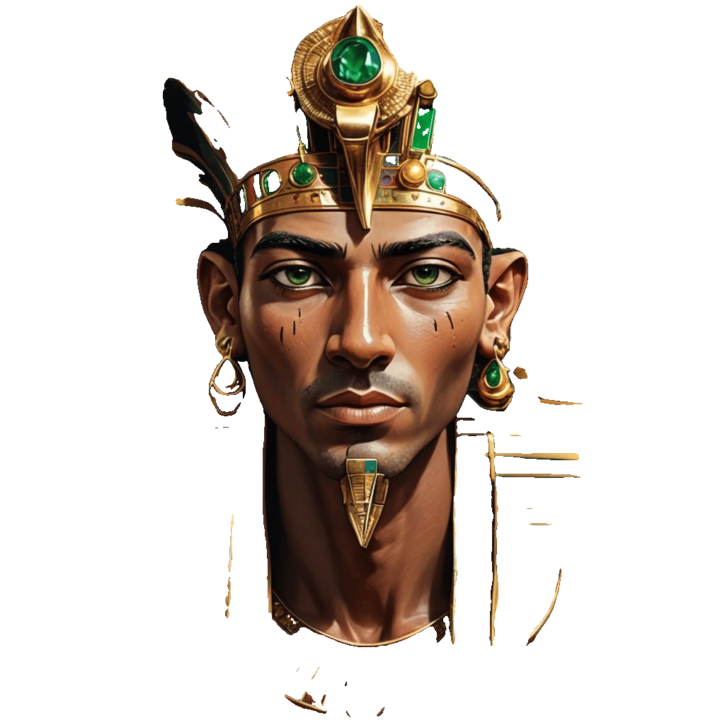 Hyperrealistic Pharaoh Portrait with Precious Stone Jewelry