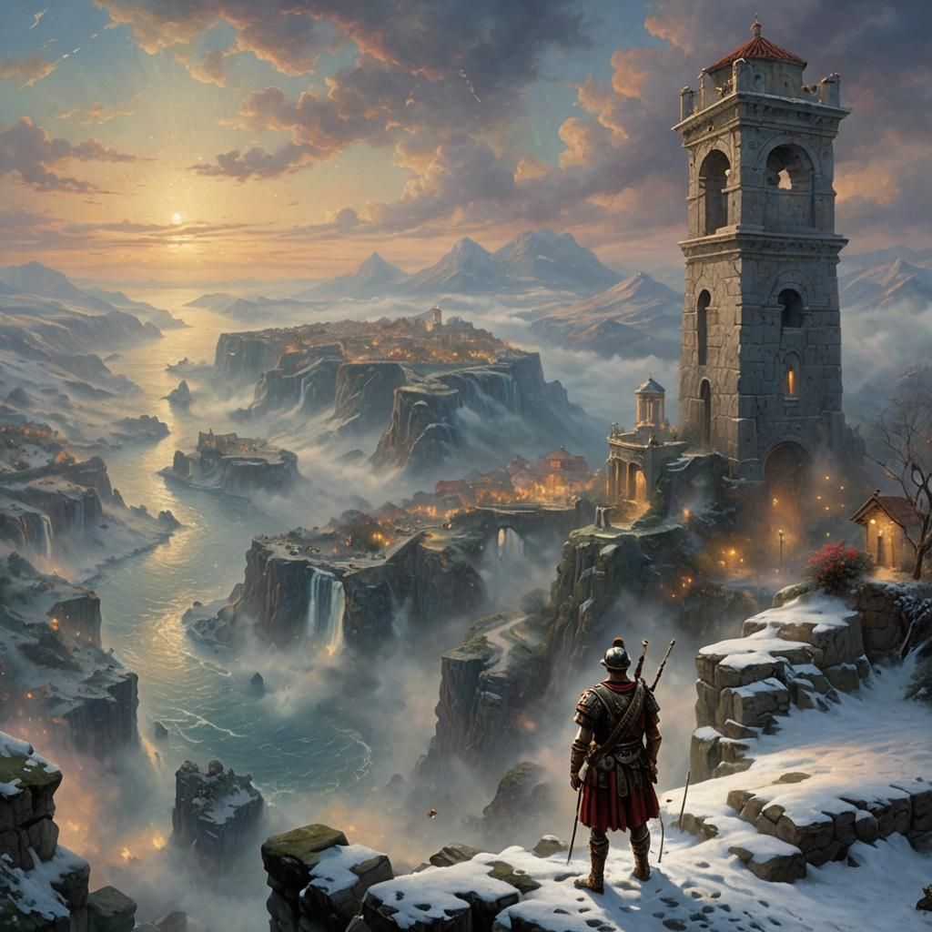 Roman Soldier at World's Edge: Ethereal Fantasy