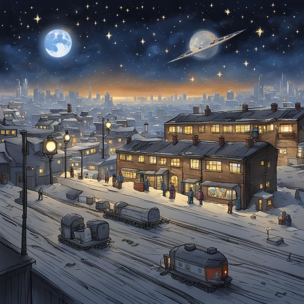 Orion Over City Skyline at Night