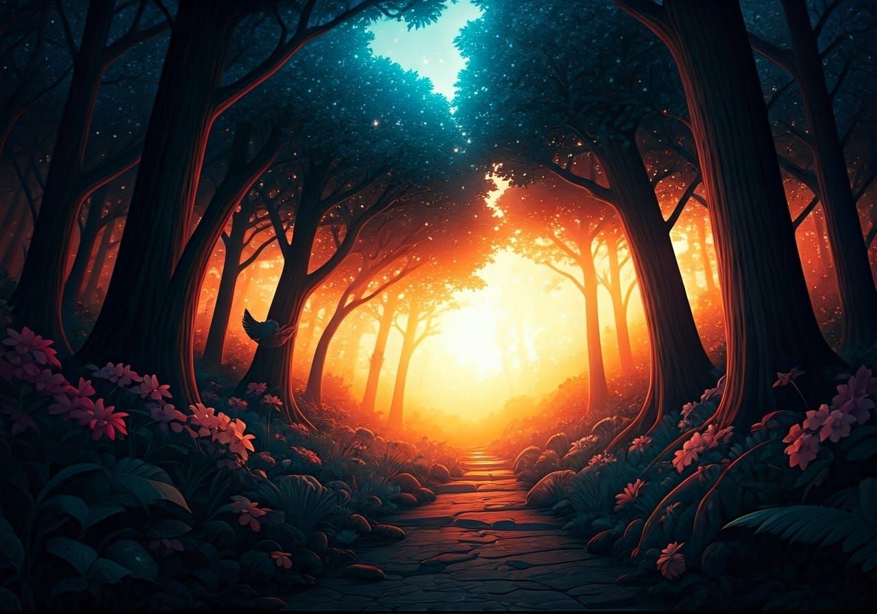 Sparkling Sunset in a Magical Natural Landscape