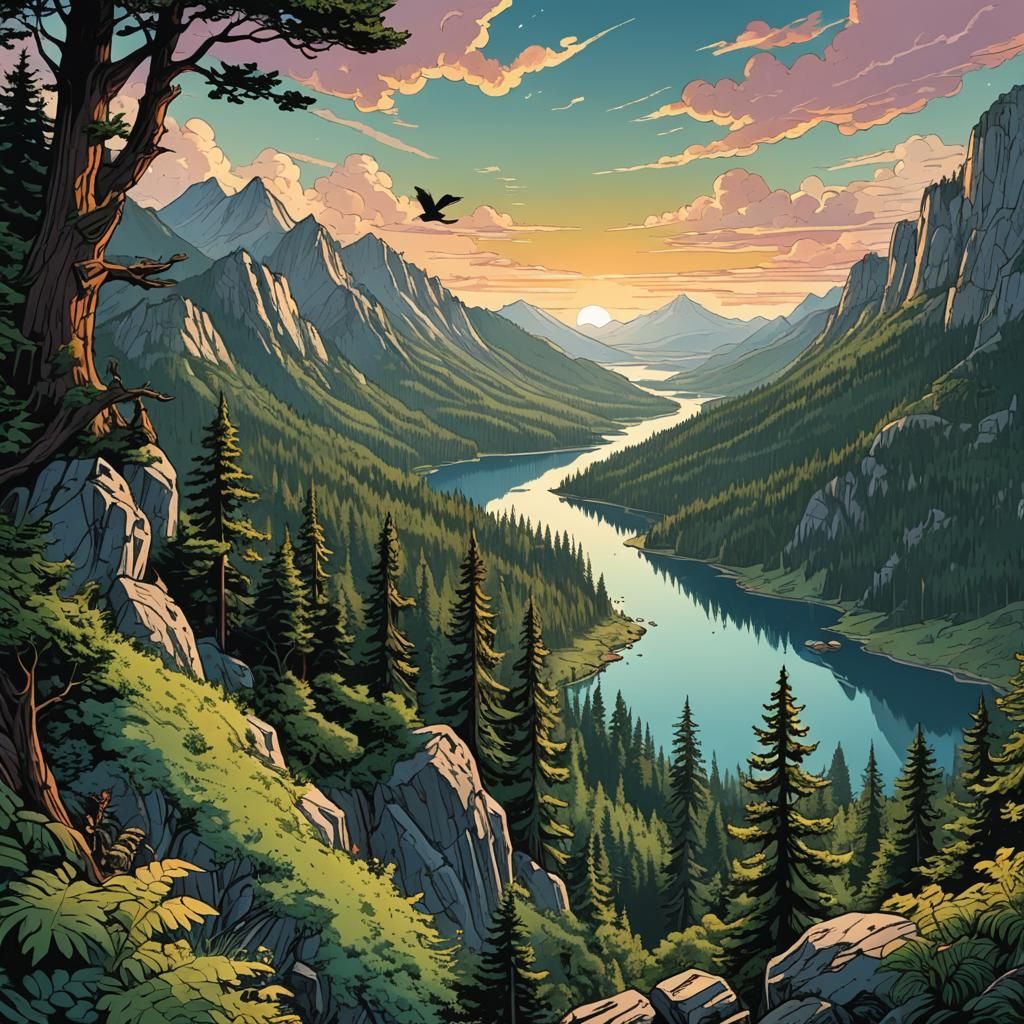 Breathtaking Dawn View in Retro D&D Style