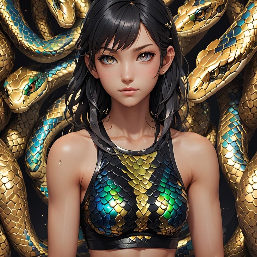 Anime Snake Girl Portrait in 3D