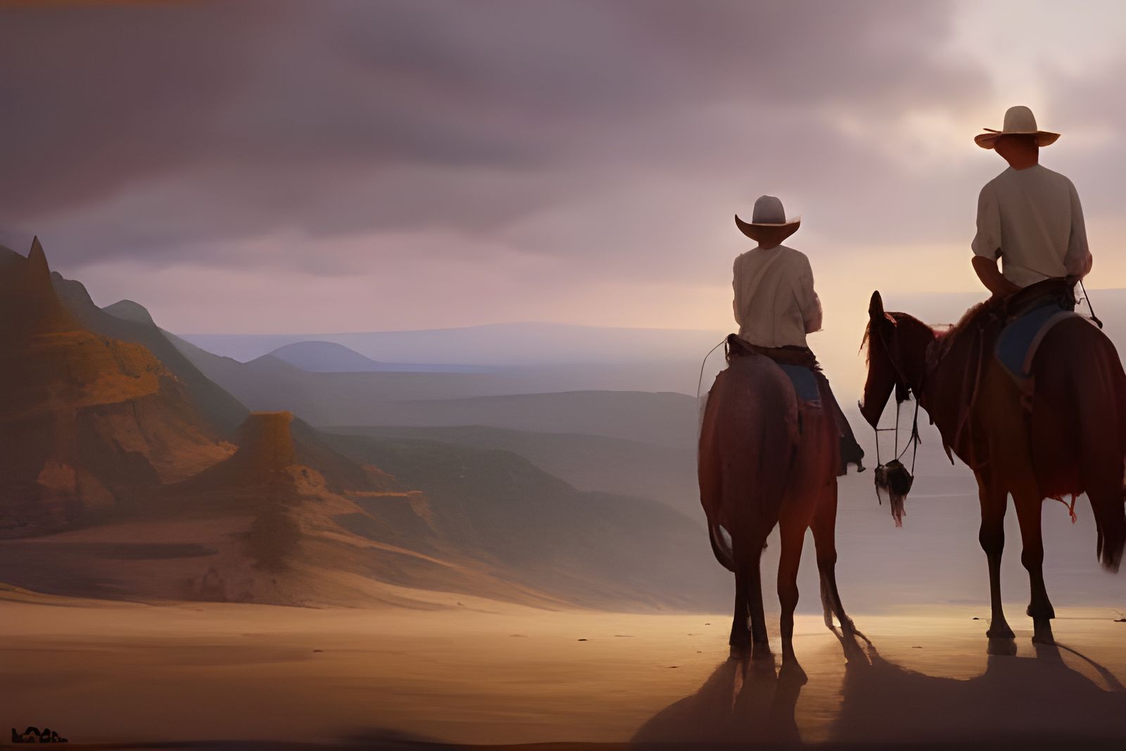 Cinematic Cowboy Couple in Hyperdetailed Digital Art