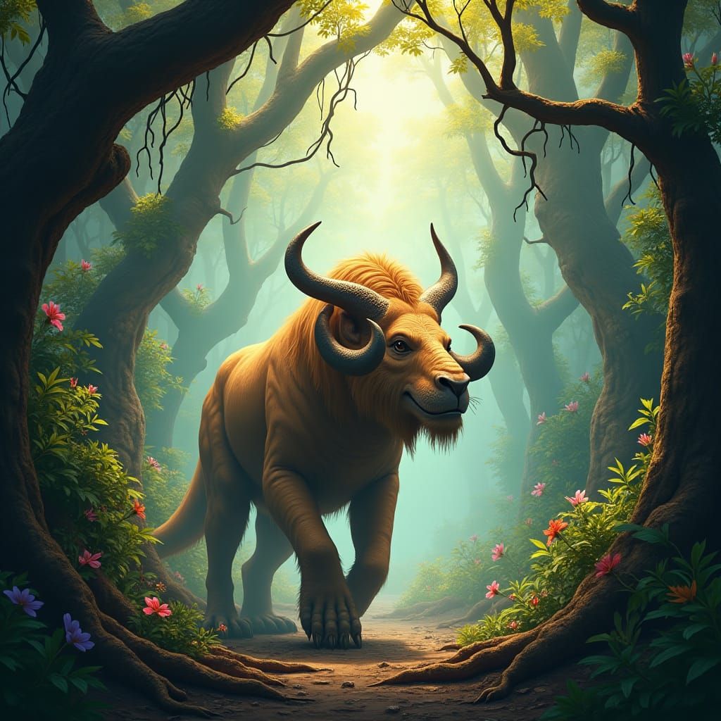 Smilodon in Jungle, Photorealistic Fantasy Concept Art