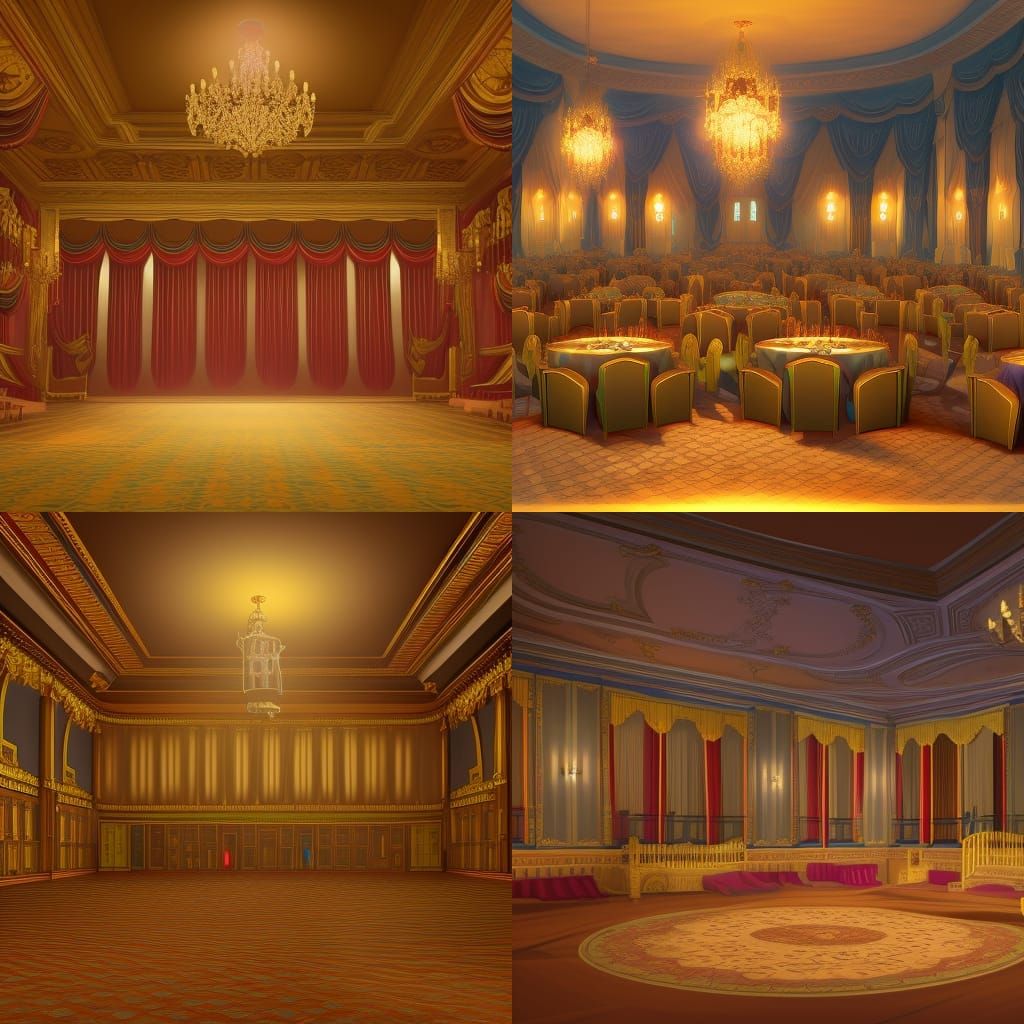 Regency England Ballroom in 3D Digital Art Style