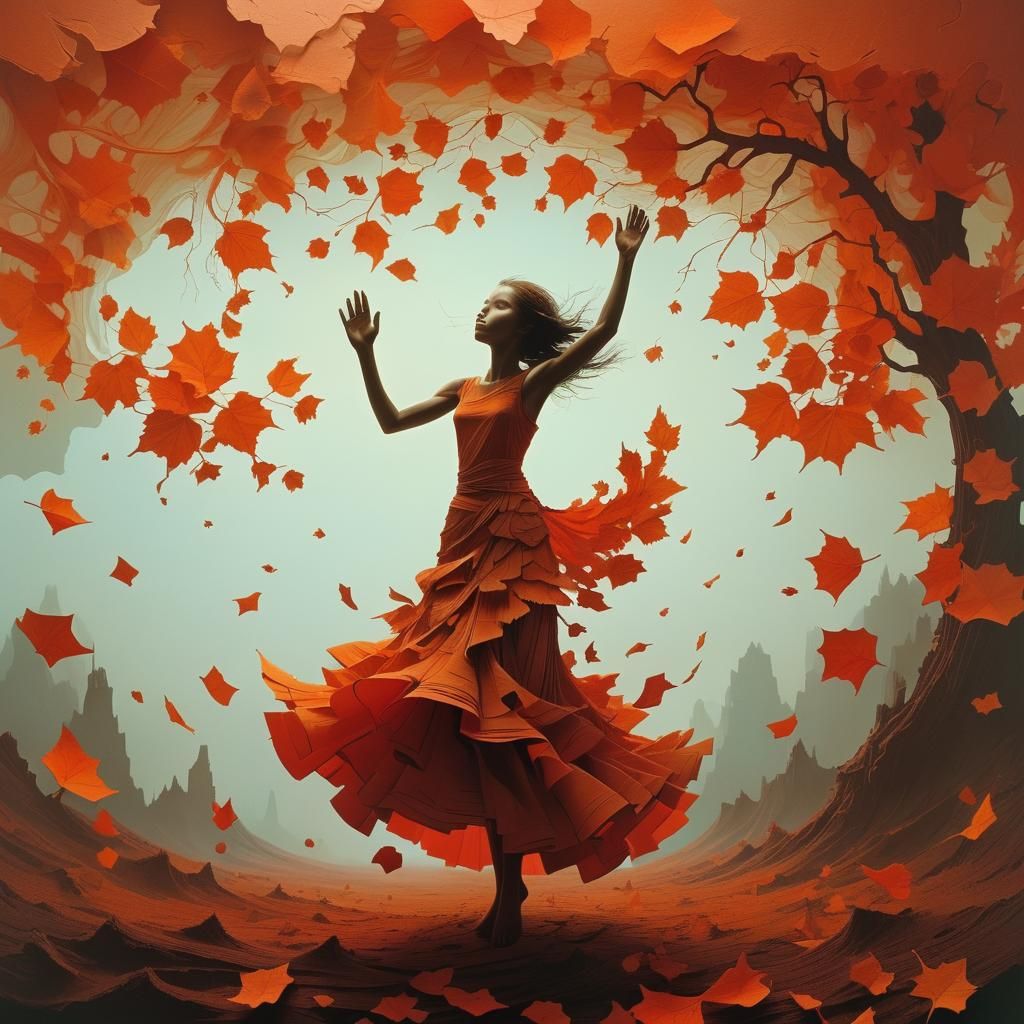 Kirigami Art with Light, in Double Exposure Style