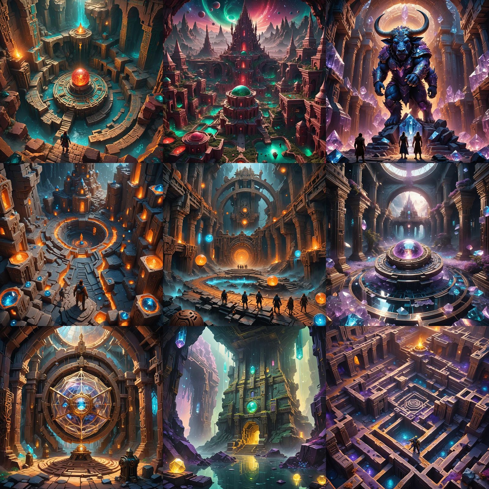 Fantastical Hedron Mine Labyrinth Concept Art