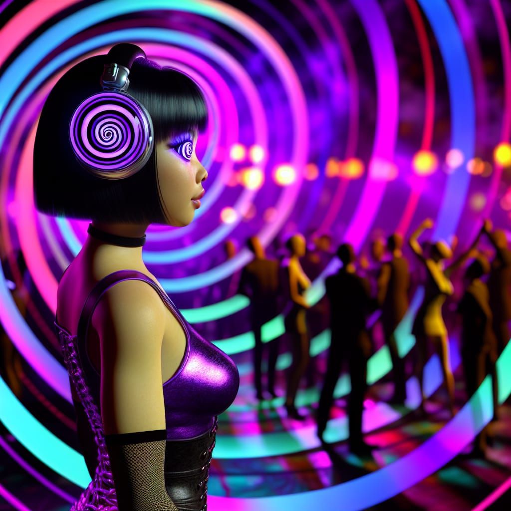 Hypnotic Dance Club Scene in Digital Art Style