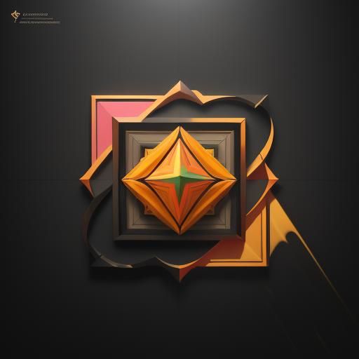 Cubist Landscape with Geometric Shapes in Art Deco Style