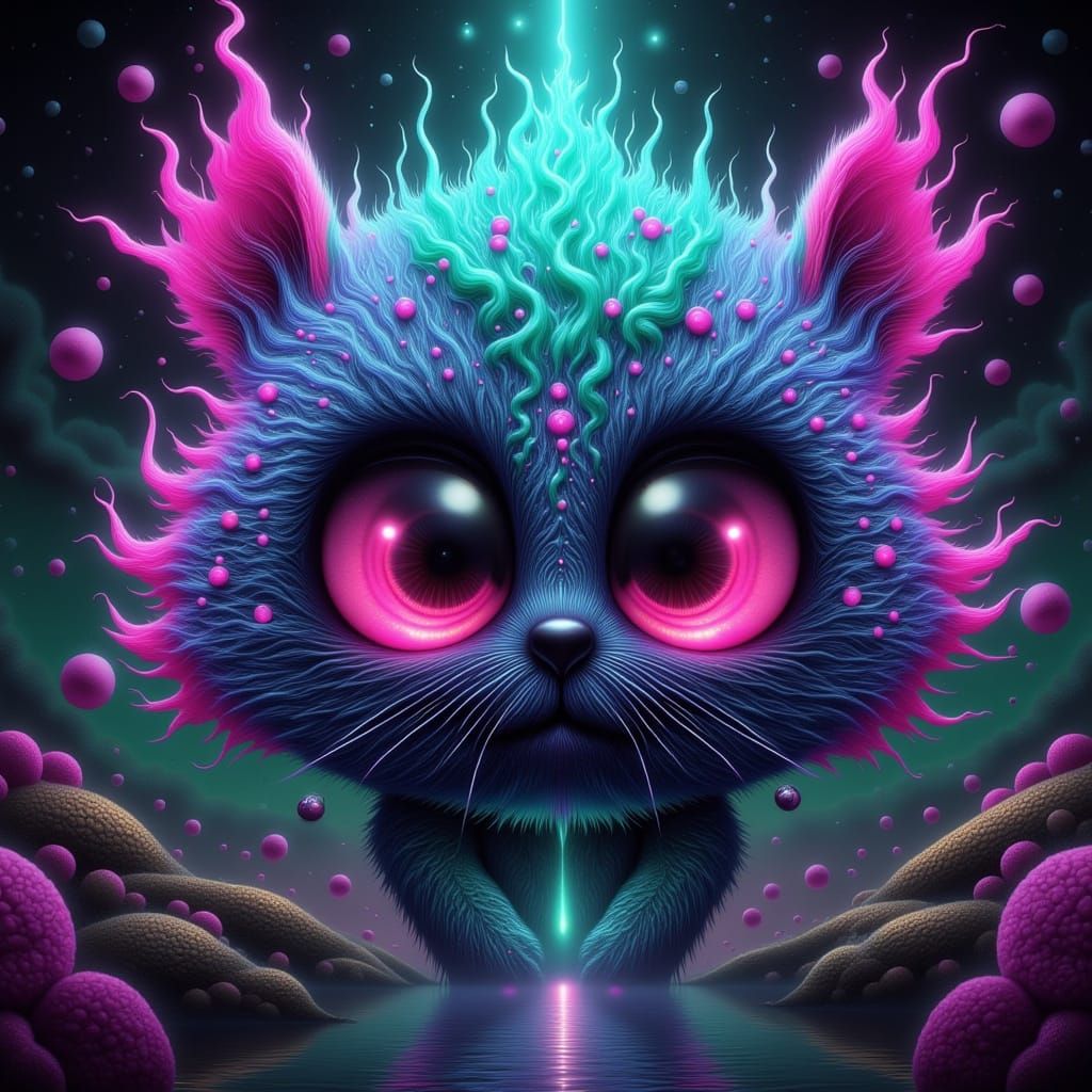 Cyberpunk Beaver with Neon Accents in Fantastical Ambiance