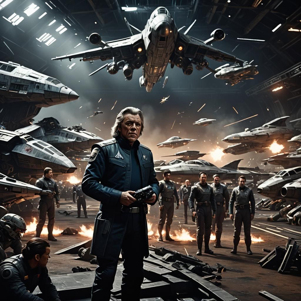 Adama's Resolute Speech in Galactica Hangar