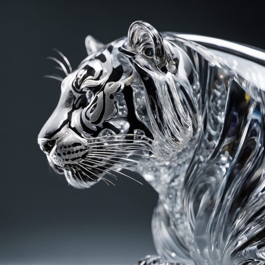 Crystal Glass Tiger in Murano Style
