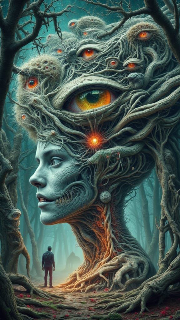 Fractal Man in Surreal Mutation Forest