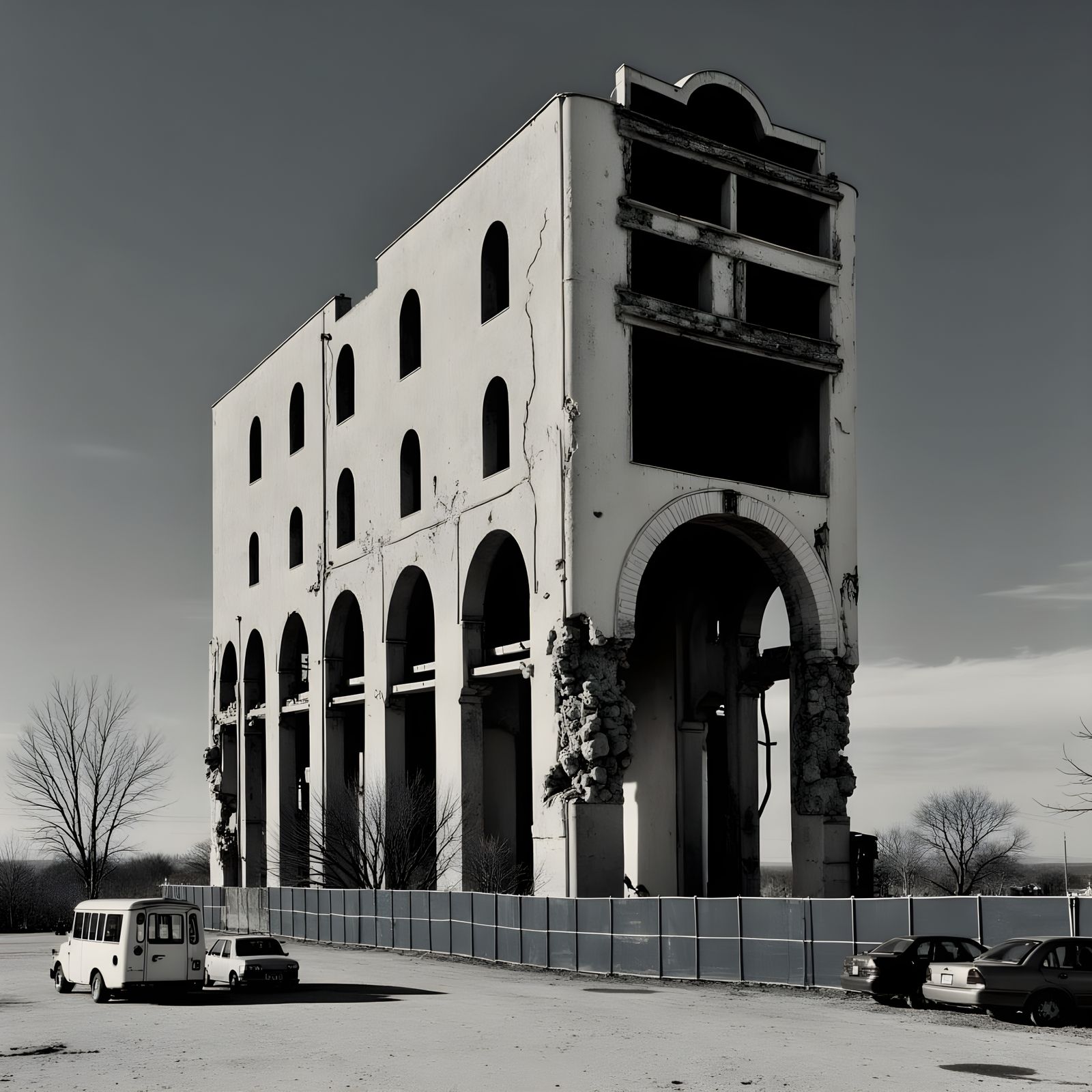 1930s Cartoon-Inspired Ruin of a Grand Northwestern Stadium