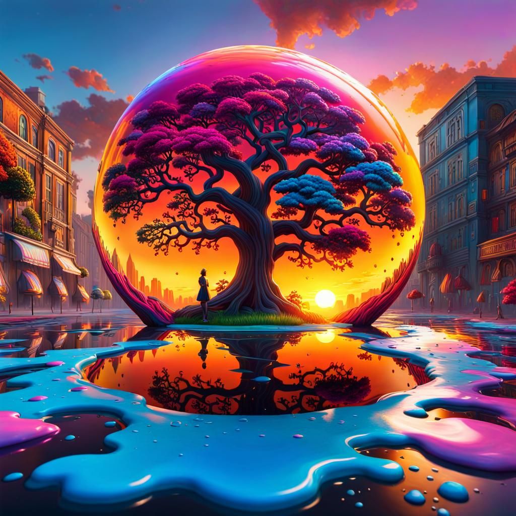 Graffiti Art Sunset with Volumetric Lighting